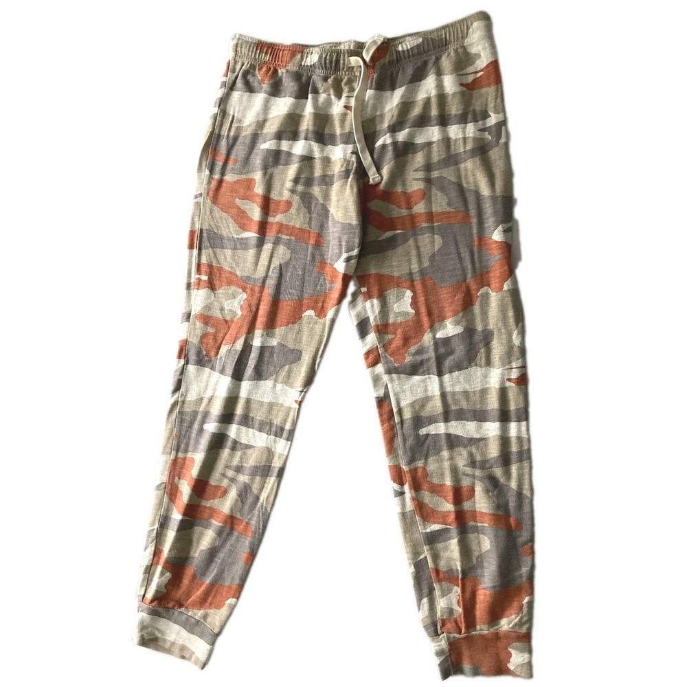 Monrow Pants Womens XL Multicolor Camo Jogger Elastic Waist Cuffed Soft Jersey